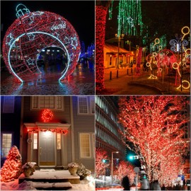 LAMPHOME 66ft Christmas Decorative Mini Lights,200 LED Transparent Wire Fairy Starry String Lights Plug in, 11 Lighting Modes, for Indoor Outdoor Xmas Tree Wedding Party Decoration (Red)