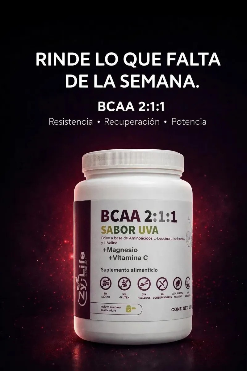 Bcaa 211 Sabor Uva  Cont. 500 Gr  Recuperación Muscular Uva