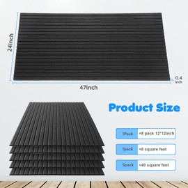 Woanger 5 Pack Large Acoustic Panels 47x24x0.4 Inch Sound Dampening Panels Self-Adhesive Noise Absorbing Sound Proof Wall for Echo Absorption for Home Studio Office Game Room(Black)
