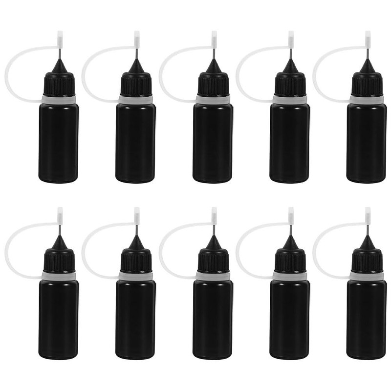 GLEAVI 10pcs Black Glue Bottle 30ml Squeeze Bottles Glue Applicator