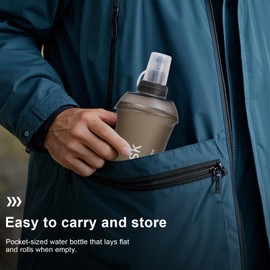 500 ml Soft Flask Foldable Running Water Bottle TPU Handheld Foldable Water Bottle for Backpack Hiking Cycling Climbing (Grey)