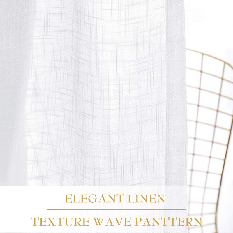 RYB HOME White Sheer Curtains for Living Room Privacy Semi