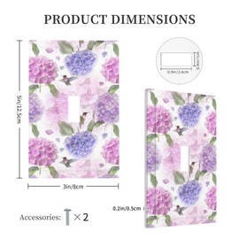 VunKo 1 Gang Toggle Decorative Bird Hydrangea Flowers Wall Plate - One single Gang Light Switch Plastic Decora Plate Cover with Screws
