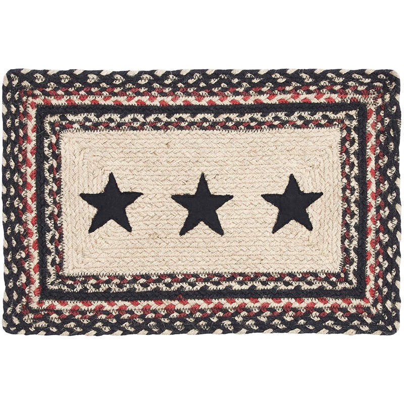 VHC Brands Primitive Colonial Star Table Placemat, Tan Black Red,