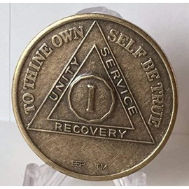 Bright Star Press 1 Year AA Antique Distressed Bronze Medallion Chip Serenity Prayer