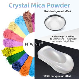 NTWJNJY Crystal White Mica Powder for Epoxy Resin，Natural Shimmer Mica Powder Used for Coloring Resin Artwork, car Spray Paint, Candles, soap, Lip Gloss, Nail Polish(50g/1.7oz)