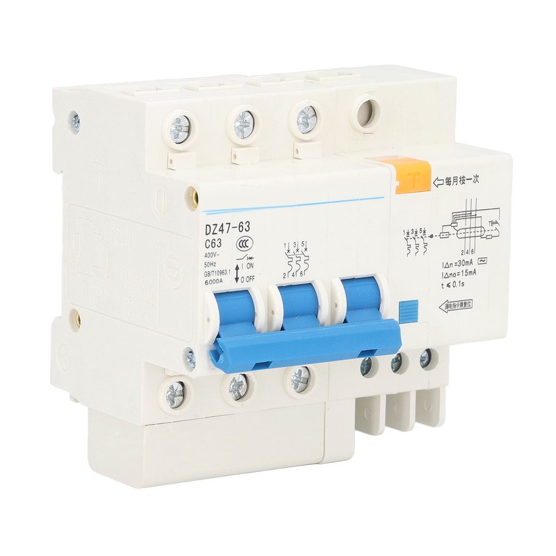 3P+N Miniature Circuit Breaker Ground Fault Leakage Overload Protection Switch