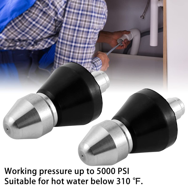 2PCS Sewer Cleaning Tool High-Pressure Nozzle, 5000 PSI High Pressure
