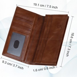 VISOUL Genuine Leather Wallet | Genuine Vintage Leather - XXL Long Wallet - Credit Card Holder | Women - Men's Wallet - RFID Protection Wallet Wallet, 71 Brown, Vintage