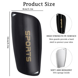Luoqun88 Football Kids Shin Pads, 1 Pair Kids Shin Guards 6-12 Years for Football Games, Leg Protectors with Shock-Absorbing EVA for Protection Reduce hit & Injuries (Black-M)