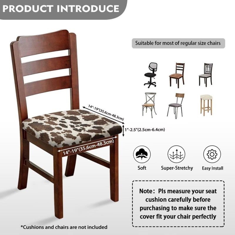 KUIFORTI Chair Seat Covers Brown Cow Print Chair Slip Covers