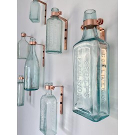 Handmade 1 in Floating Copper Hanger For Antique Bottle Collection Display Single Clamp