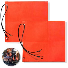 Anley 18x18 Inch Orange Warning Sign Safety Flags for Truck, Trailer, Car & Oversize Load Vehicle - Grommets and Bungee Cords - Vinyl Coated Nylon, Mesh Construction & Bright Color (Pack of 2)
