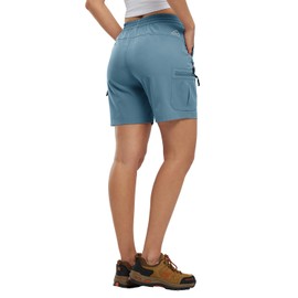 BASUDAM Women's Athletic Shorts Quick Dry Cargo Lightweight Zipper Pockets Summer Outdoor Hiking Running Light Blue M