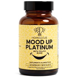 Homodeus Mood Up Platinum con Metil Folato  Suplemento Avanzado para Mejorar el Estado de nimo  Frmula con NAC, L-Triptfano, SAMe, 5-HTP, L-Teanina y 