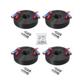 ZOSI 4 Pack 100ft(30M) All-in-One Video Power Cables,BNC Extension Security Camera Cable for CCTV Surveillance Camera DVR System With 4 x BNC&RCA Connector and 100pcs Cable Clips