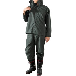 Mac AS-4700 Rain Suit, Water Pressure Resistance 3.9 inches (10,000 mm), H2O, Top and Bottom Set, Collar, Detachable Hood, Snap Button, Seam Tape, Lightweight, Unobtrusive Rainwear Setup