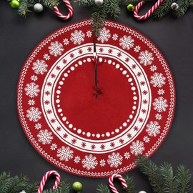 WBHome Christmas Tree Skirt, 52 inch Double-Layer Cable Knitted Thick Rustic Holiday Decoration, Christmas Snow Pattern, fit for Tree up to 9 FT