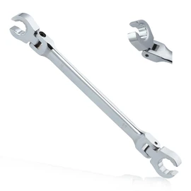 GOLD DEER Double Flare Nut Wrench, Flare Nut Wrench, Flex Flare Nut Wrench, Flare Nut Wrench, Glasses Wrench for Brake Pipes, 0.5 x 0.6 inches (13 x 14 mm), Oscillating Brake Pipe Glasses Wrench,