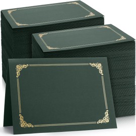 Fainne 200 Pcs 8.5 x 11 Certificate Holders Diploma Holders Document Covers with Gold Foil Border Certificate Folders for Letter Size Diploma Graduation Documents Awards Cardstock(Green)