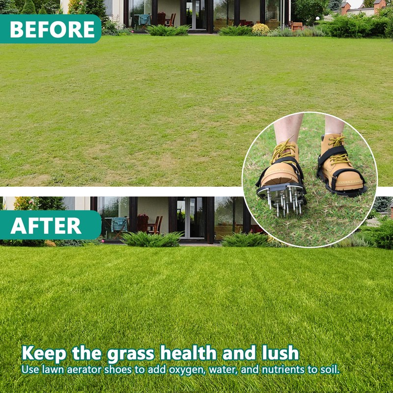 DenForste Lawn Aerator Shoes for Grass - Pre-Assembled Grass Aerator