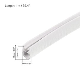 PATIKIL 1mx8mmx15mm Rubber Edge Trim, Metal Sharp Deck Edge Protector U Channel Guard Corner Protection Doors Seal Strip for Skateboard Table Door Window, White