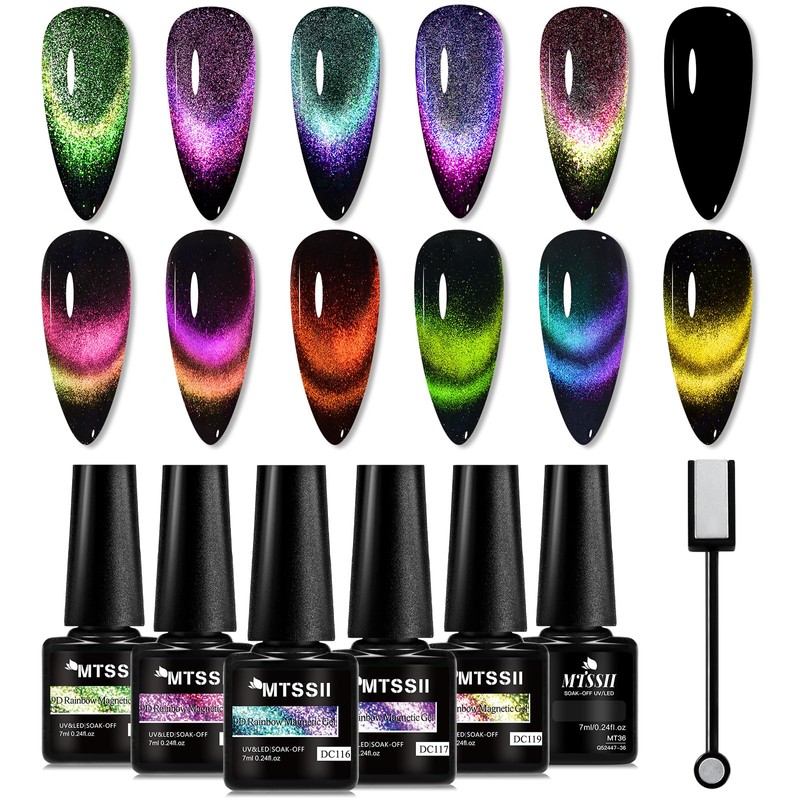 MTSSII Cat Eye Gel Polish Set, 13PCS Magnetic Gel Nail