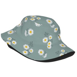 Small Daisy Green Chrysanthemum Flower Bucket Hats Fashion Sun Cap Packable Outdoor Fisherman Hat for Women and Men