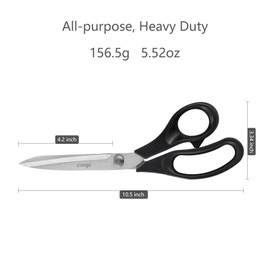 LIVINGO 10.5” Bent Fabric Scissors, Stainless Steel Heavy Duty Sharp Sewing Shears for Tailor Sewing Crafting Cutting Cloth, Leather, Paper