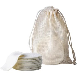 MIVES Reusable Bamboo Cotton Rounds, 20Pcs Eco-Friendly Facial Cleansing Pads