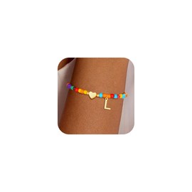 Eaciy Initial Bracelets for Women - Heart Initial L Bracelet for Teen Girl Gifts 12 13 14 15 16 18 Year Old Girl Birthday Gifts for Teen Girls Trendy Stuff