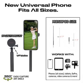 Golf Filming Stick, Record Golf Swing with Magnetic Phone Holder, Adjustable Tripod with Spike Stake Golf Accessories Golf Swing Training, Compatible with Gopro Insta