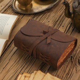 Fausta Flap Leather Bound Journal for Writing, 240 Pages (A4) | Vintage Deckle Edge Cotton Paper Travel Journal (150 GSM) | Rustic Brown Sketchbook for Drawing, Ideal Gift for Men & Women