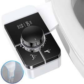 SHIKITEK Bidet Attachment for Toilet, Ultra-Slim, Self Cleaning, Dual Nozzle, Feminine & Posterior Wash, Fresh Cold Water Sprayer, for Existing Toilets Seat, Baday Beday Badette Bedette, Black