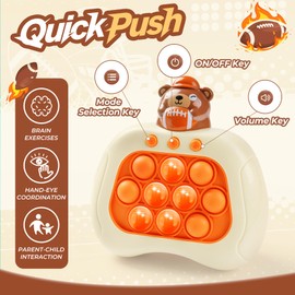 Football Bear Pop Push Game Fidget Console Toys for Kids Adults,Quick Push Pop Bubble Up Gifts,Handheld Light Up Fidget Sensory Puzzle Toy for Boys Grils Teens Age 3-12 (Yellow Bear)