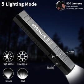 KunHe 2Pack 800 lumens 1200mAh EDC Flat Flashlight Rechargeable Small Pocket Flashlight 5 Modes LED Work Light with Magnetic Base Christmas Stocking Stuffers Gifts for Men