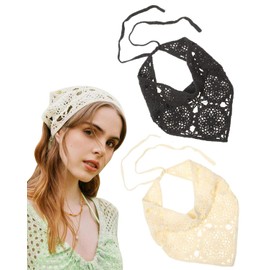 UYRVAPE Women's Boho Headbands Triangle Headscarves Bandanas Turban Tie Hair Bands Elastic Hair Scarf for Women and Girls Pack of 2