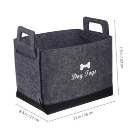 Ipetboom Dog Toy Storage Bin Stylish Felt Pet Toy Basket for Dogs Cats More Design Grey