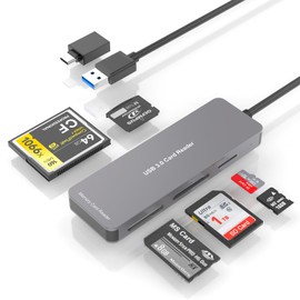 Multi Memory Card Reader, 6 in 1 USB C USB 3.0 to SD TF XD CF MS M2 Card Reader Adapter, Supports SD SDXC SDHC CF CFI TF Micro SD Micro SDXC Micro SDHC MS MMC UHS-I Cards,for Windows/Mac/Linux/Android