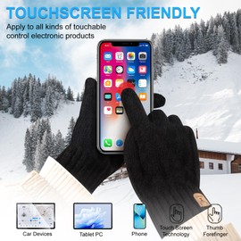 Votoko Women's Winter Warm Touchscreen Gloves Thermal Winter Gloves Knitted Gloves Wool Gloves Ideal for Women Men Cycling Sports Outdoor Winter Gifts, black