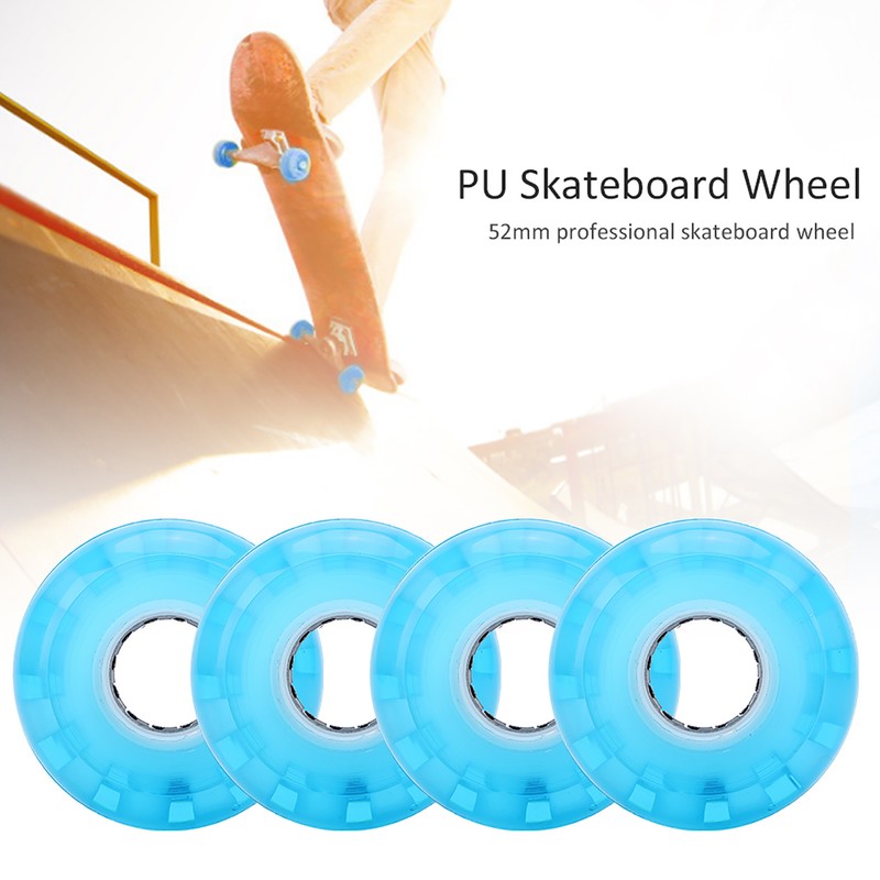 4PCs Set High Elastic PU Skateboard Flashing Wheel 52mm Professional