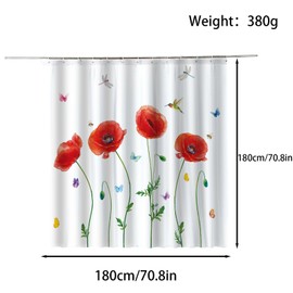 FAIRYGATE Long Shower Curtains Garden Scene Shower Curtain Wet Room Bath Outdoor Wall Window Flower Picture Extra Long Bathroom Curtains Anti Mould Proof Waterproof Fabric with Hooks B9814