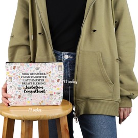 PYOUL Nursing Nursing Nurse Gift Nursing Consultant Makeup Bag IBCLC Cosmetic Bag Nursing Gift, beige