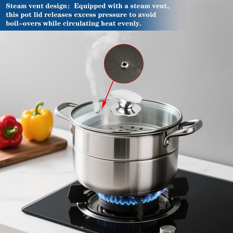 8 Inch Universal Pan Lid, Tempered Glass Lid for Frying
