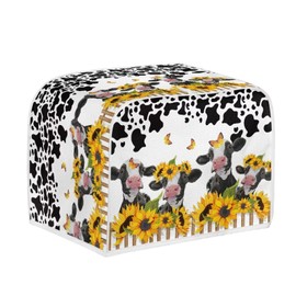 UNICEU Sunflower Farm Cow Animal 4 Slice Quilted Toaster Cover for Dust Protection, Bread Maker, Small Appliances