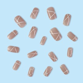 Resweky Kurze Quadrat Gefälschte Nägel Französisch Presse auf Glänzende Nägel Rosa Nude Falsche Nägel Volle Abdeckung Acryl Nägel für Frauen…