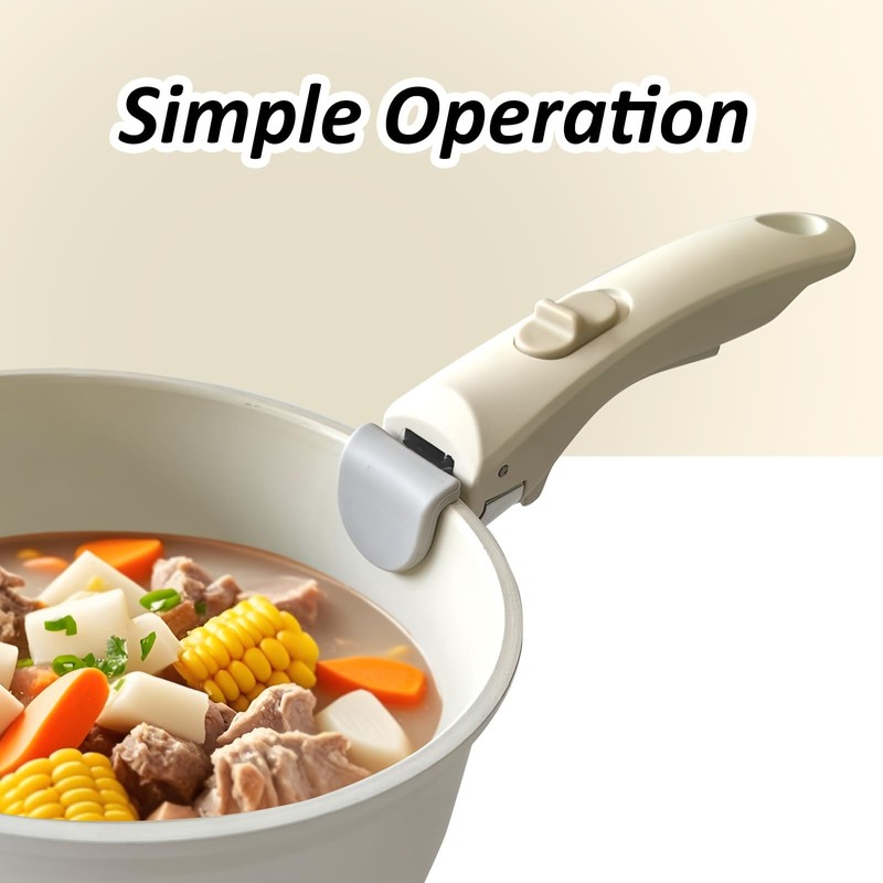 IKTU Removable Handle White,Handle for Cookware Set Pan Universal Pot