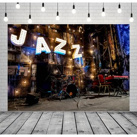 Loccor 7x5ft Fabric Music Concert Stage Backdrop Night Jazz Music Band Stage Perform Photography Background Entertainment Bar Nightlife Adult Photo Booth Shoot Studio Props