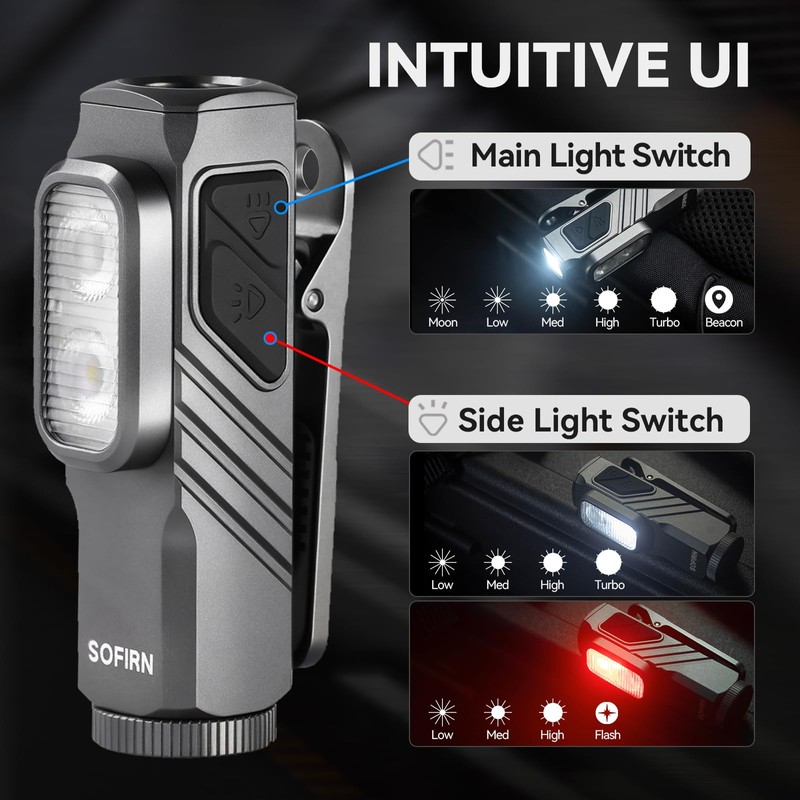 sofirn ST10 EDC Clip-ON Flashlight Rechargeable with 660nm Deep Red