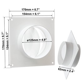 Diameter 125 mm Wall Flange with Backflow Flap Connector Round Pipe Ventilation Pipe